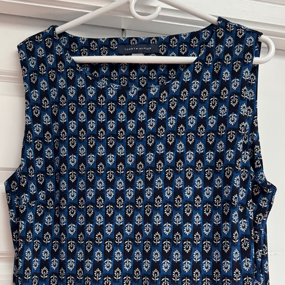 Tommy Hilfiger Navy and White Patterned Dress